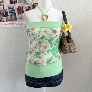 Vintage Y2K Deadstock Floral Halter Tank Top